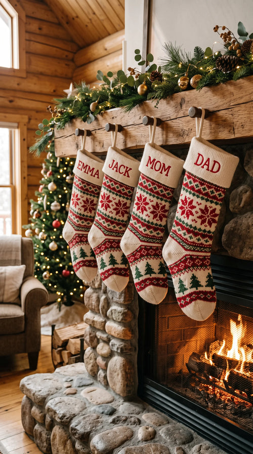 Red & Green Fair-Isle Knit Stocking